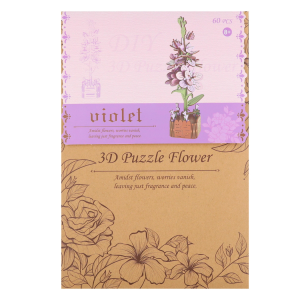 Puzzle drewniane 3D Kwiaty fioletowe 60el Mega Creative