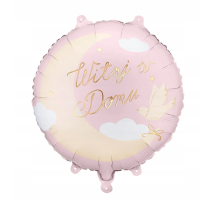 Balon foliowy 35x35cm Witaj w domu j.różowy