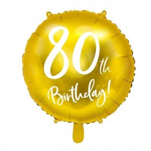 Balon foliowy 45cm 80th Birthday złoty PartyDeco