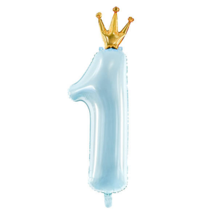 Balon foliowy Cyfra 37x100cm Korona Cyfra 1 błękit