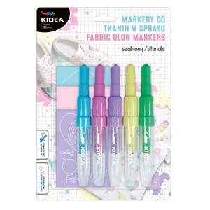 Markery do tkanin w sprayu z szablonami Love Kidea