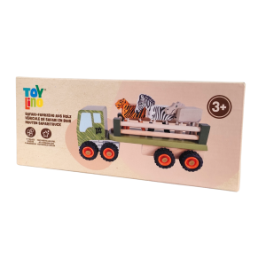 TOY LINO Auto do przewozu zwierząt Safari drewno