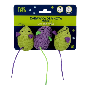 Zabawka dla kota myszka 3szt 6cm TRIK&ROLL