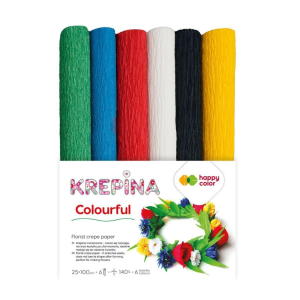 Krepina marszczona 25x100cm 6 kol Happy Color