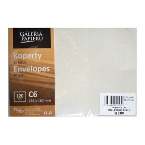 Koperta C6 10szt Millenium Biały 120g/m2