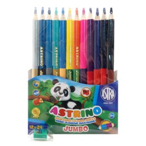 Kredki ołówkowe Jumbo Astrino trójkątne dwustronne 12=24 kolory 