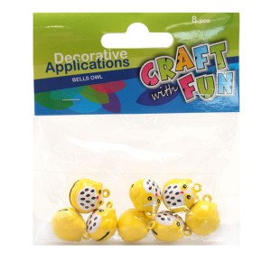 Ozdoba dekoracyjna metalowe dzwoneczki - sowy 8 el. 