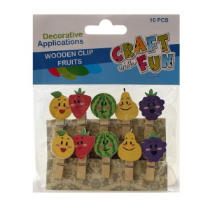 Ozdoba dekoracyjna Spinacze drewniane Owoce 10szt 
