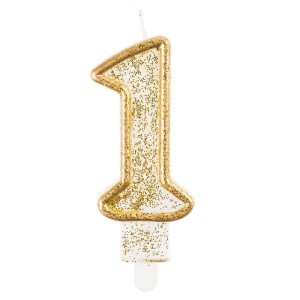 Świeczka numer 1 złoty kontur