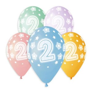 BALONY 5 SZT. Z NADRUKIEM CYFRA 2 PREMIUM HEL 13"