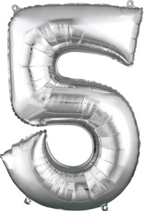 Balon foliowy Cyfra 5 86cm srebrna Amscan HEL