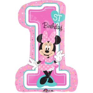 Balon foliowy super kształt Minnie 1 urodziny HEL