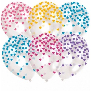 Balony 6szt 27,5 cm Serce konfetti pastel. Amscan