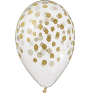 Balony 13" premium konfetti złote - 5 szt. HEL 
