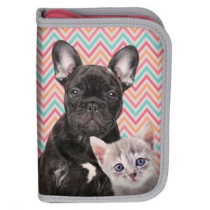 Piórnik jednokomorowy z wyposażeniem Pies Kot Paso