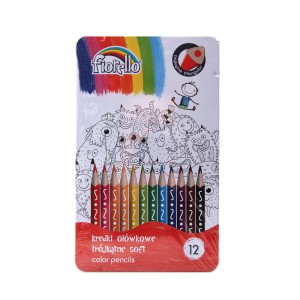 Kredki 12 kol. Super Soft Fiorello w metalowym opakowaniu