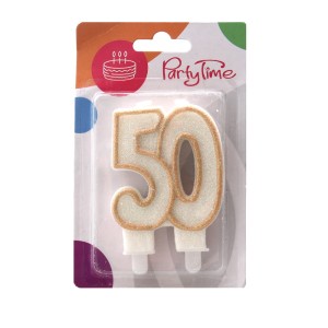 Świeczka numer 50 złoty kontur