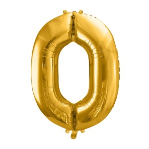 Balon foliowy cyfra 0 86cm złota PartyDeco