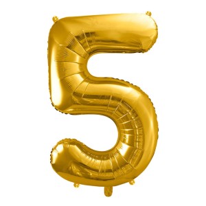 Balon foliowy cyfra 5 86cm złota PartyDeco
