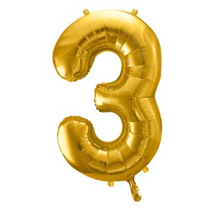 Balon foliowy cyfra 3 86 cm złota PartyDeco