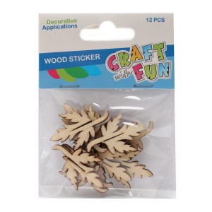 Ozdoba dekorator Drewniane Samoprzylepne Liście 12szt Craft