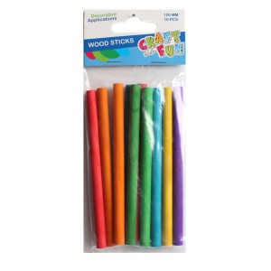 Drewniane Patyczki Okrągłe Kolorowe 12 cm Craft 10 szt.