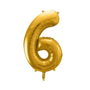 Balon foliowy cyfra 6 86cm złota PartyDeco