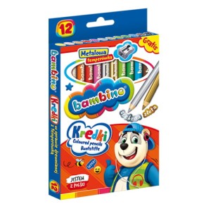 Kredki drewniane BAMBINO 12 kolorów