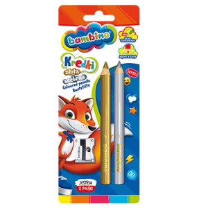 Kredki drewniane BAMBINO 2 kolory srebrna + złota