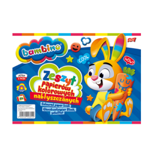 Zeszyt papierów kolorowych nabłyszczanych A4, BAMBINO, 10 kartek