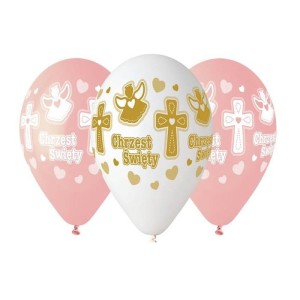 Balony 5szt 13" Chrzest dziewczynki Hel Godan