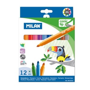 Flamastry MILAN ze stożkową końcówką 12 kolorów