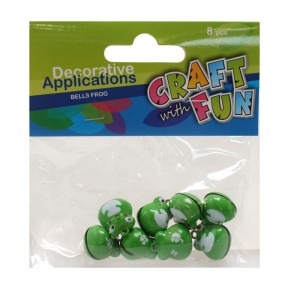 Ozdoba dekoracyjna metalowe dzwoneczki - żabki 8 el. 